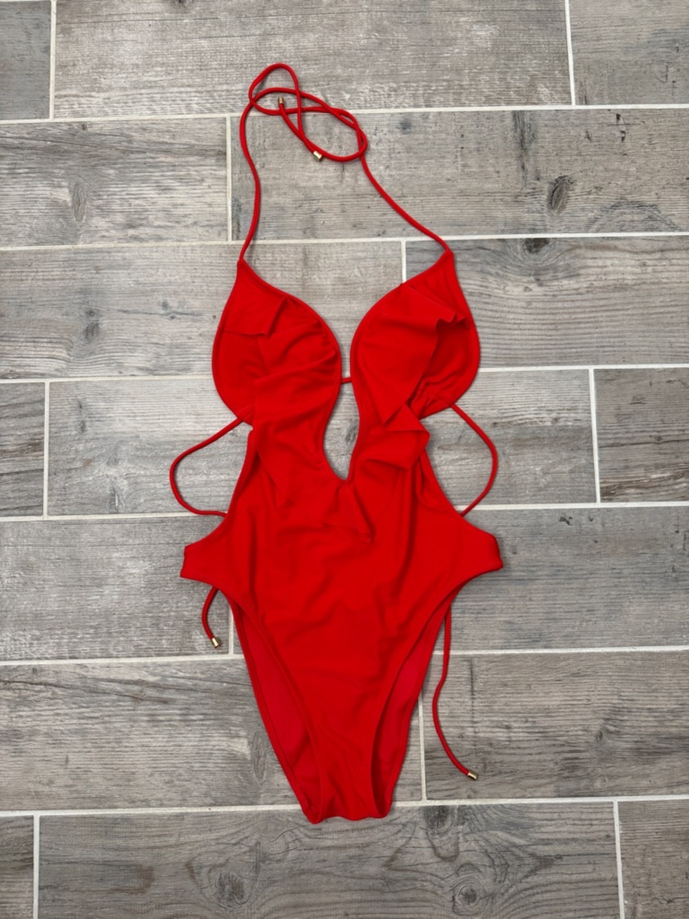 Abercrombie & Fitch Red Cutout One-Piece Swimsuit